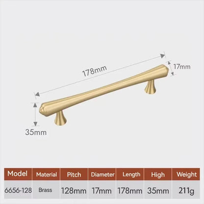 Gold Brass Cabinet Pulls and T-Knob with Flared Ends