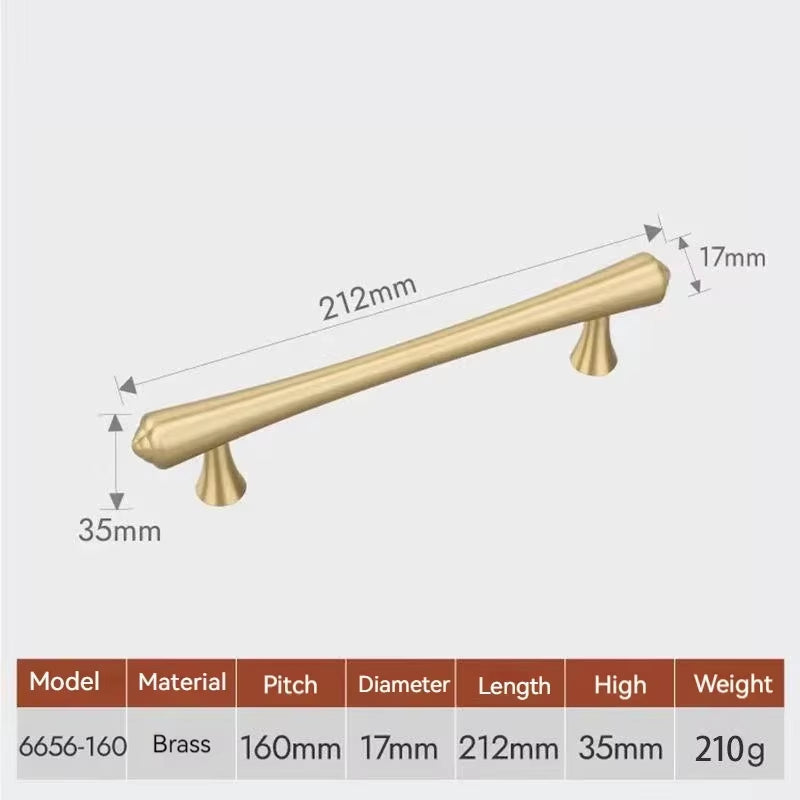 Gold Brass Cabinet Pulls and T-Knob with Flared Ends