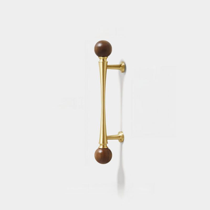 Walnut and Gold Cabinet Pulls, Knob, and Pendant Pull