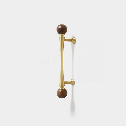 Walnut and Gold Cabinet Pulls, Knob, and Pendant Pull