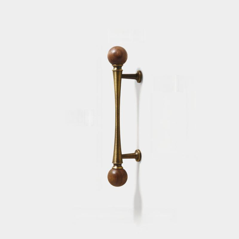 Mid-Century Walnut and Antique Bronze Cabinet Pulls and Knobs