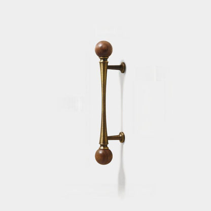 Mid-Century Walnut and Antique Bronze Cabinet Pulls and Knobs