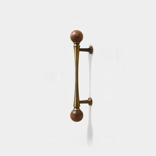 Mid-Century Walnut and Antique Bronze Cabinet Pulls and Knobs