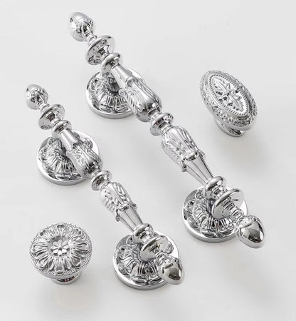 Polished Silver Floral Cabinet Pulls and Knobs