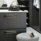 Leather Pattern Cabinet Pulls and Knob in Black / Gold