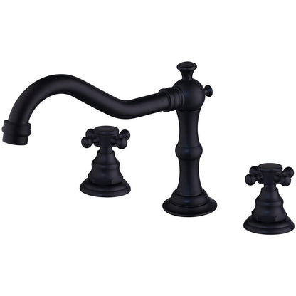Brassivo Antique Dual Cross Handle 3-Hole Widespread Bathroom Sink Faucet