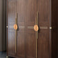 Half Moon Wood Cabinet Pulls with Brass Bar for Wardrobes
