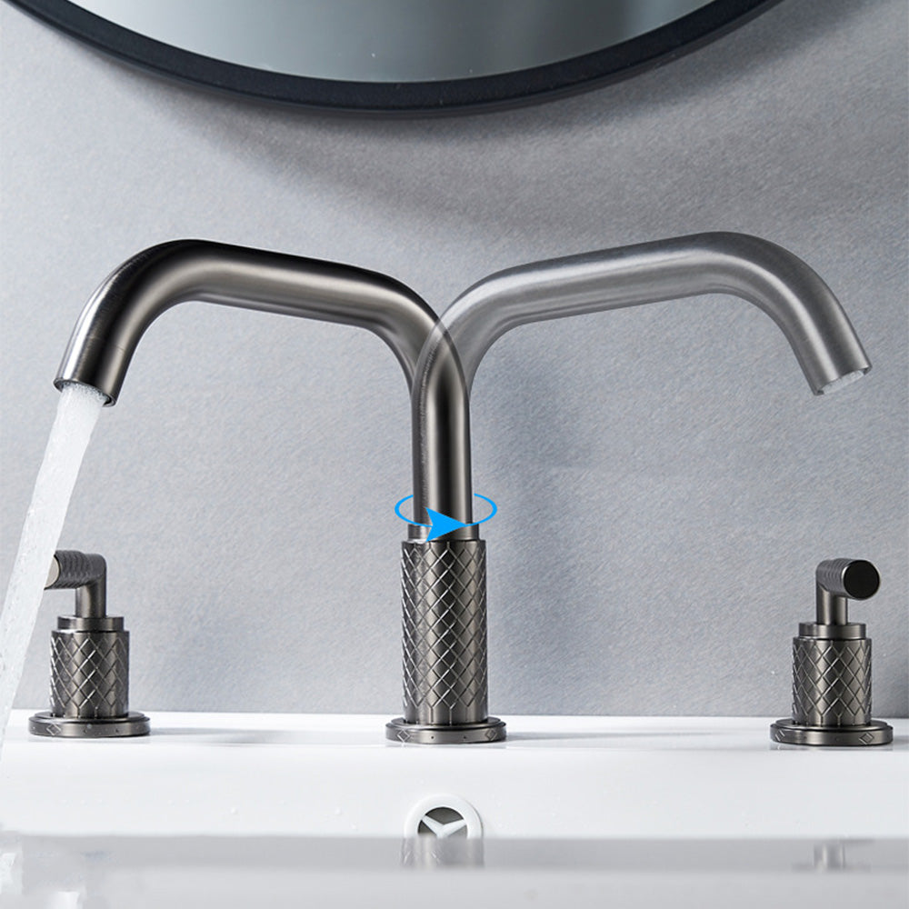 Art Deco Textured Two-Handle 3-Hole Widespread Bathroom Sink Faucet