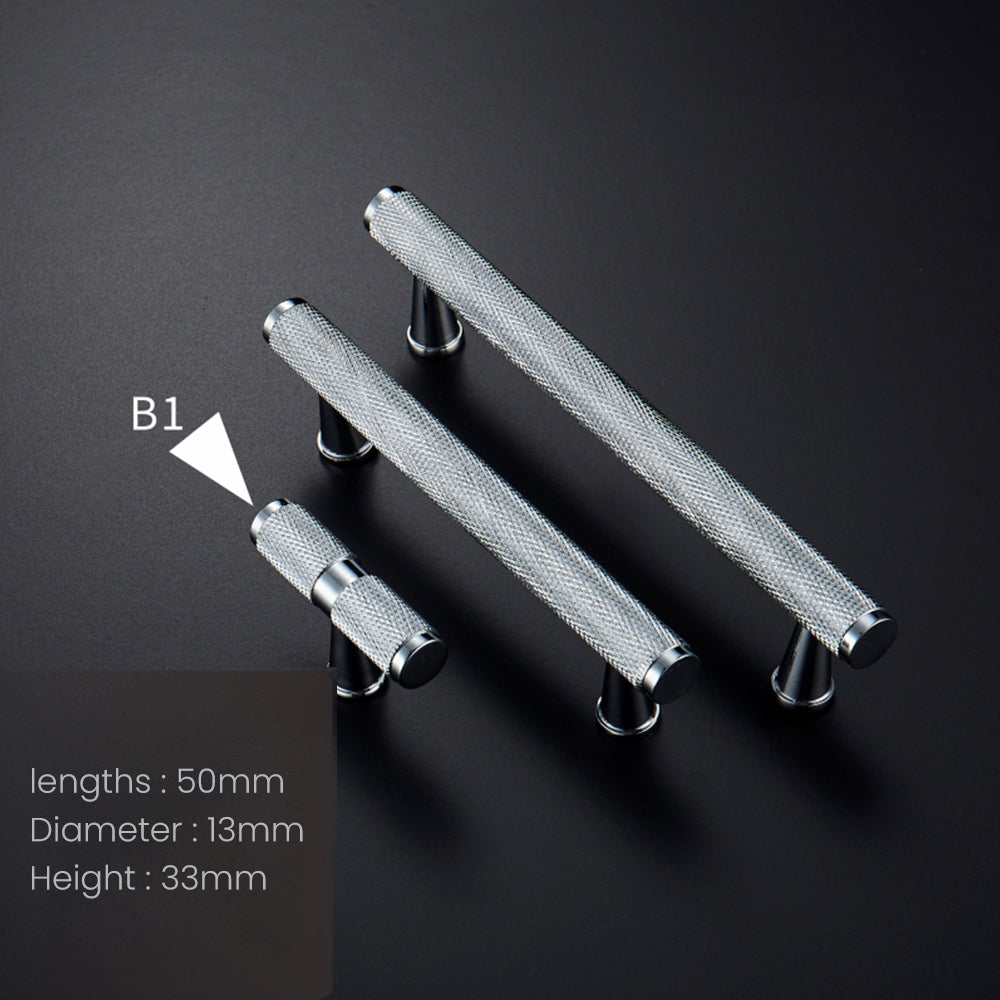 Chrome Textured Cabinet Pulls and Knobs with Backplate Options