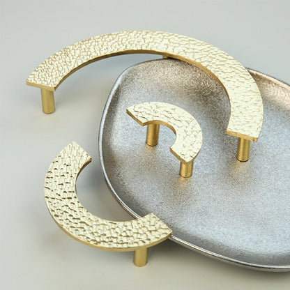 Textured Gold Brass Half Moon Cabinet Pulls