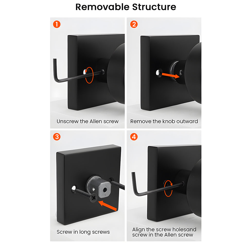 Heavy Duty Square Door Knobs for Closet, Hallway and Bathroom Doors