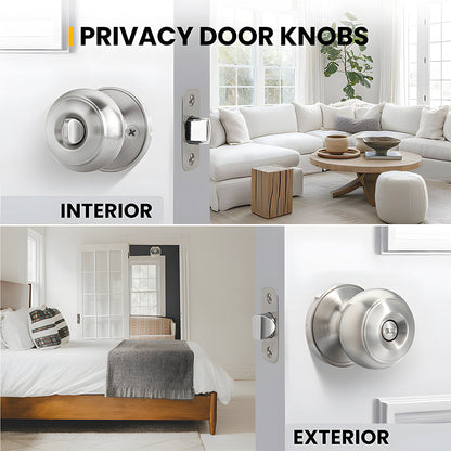 Keyless Interior Privacy Door Knobs for Bedroom and Bathroom Doors