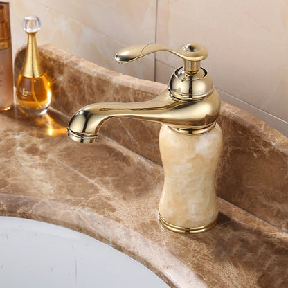 Modern Brass and Jade Single Handle Bathroom Faucet