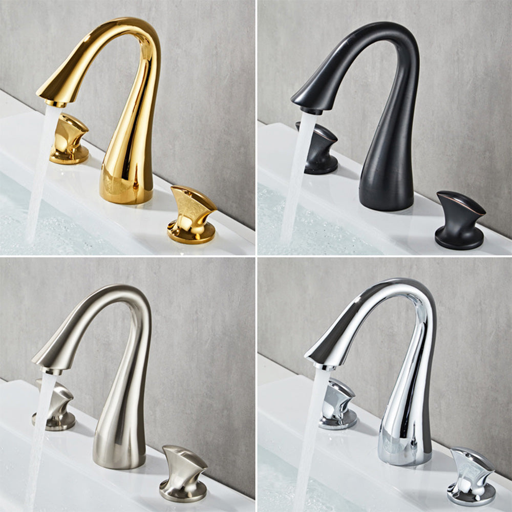 Fluxa Minimalist 3 Hole 2 Handle Bathroom Sink Faucet