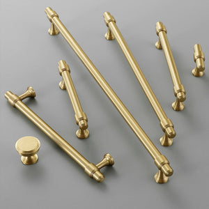 Brass Round Bar Cabinet Pulls, Drawer Handles, and Matching Knobs