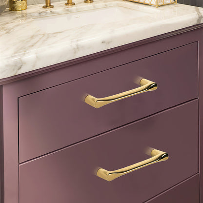 Curved Brass Cabinet Pulls in Gold and Black