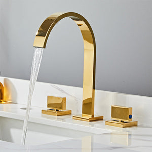Deck Mounted 2 Handles Waterfall Bathroom Faucets