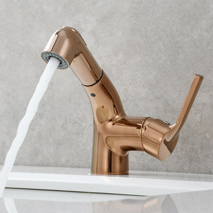 Novara Minimalist white pull-out Bathroom Sink Faucet with dual spray modes