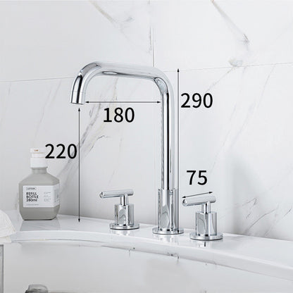 Modena Modern High-Arc T-Handle 3-Hole Widespread Bathroom Sink Faucet