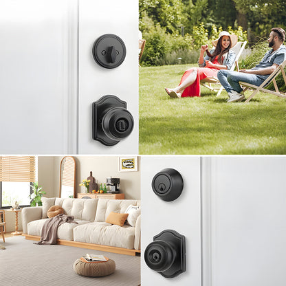 Keyed Entry Door Knob and Deadbolt Set for Front Doors