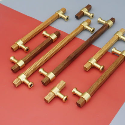 Wood Square Bar Cabinet Pulls and T-Knobs for Wardrobes