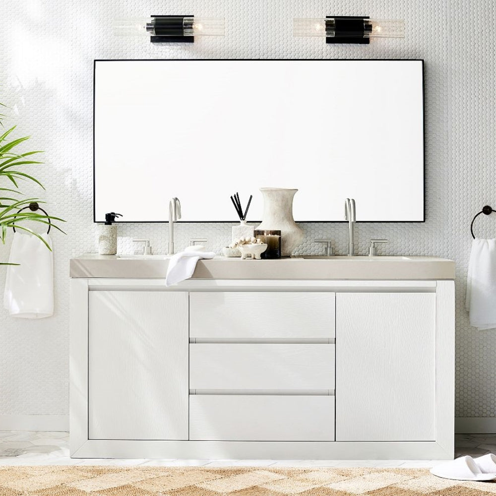 Tivora Minimalist Gooseneck Two-Handle 3-Hole Widespread Bathroom Sink Faucet