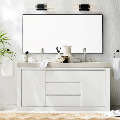 Tivora Minimalist Gooseneck Two-Handle 3-Hole Widespread Bathroom Sink Faucet