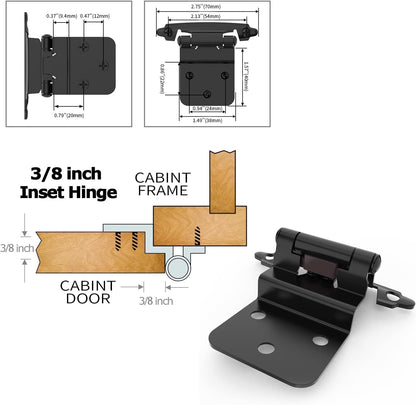 Sable 3/8 in. Inset Self-Closing Cabinet Hinges – Matte Black