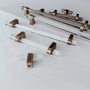 Acrylic Round Bar Drawer Pulls and Cabinet Handles with Brass