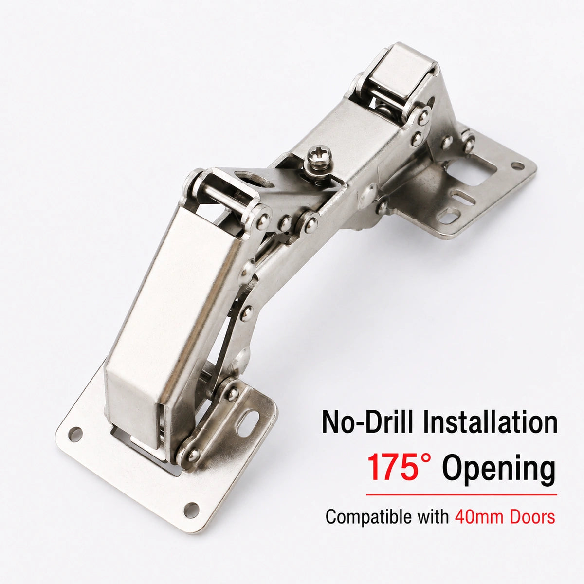 Arden 170° Soft-Close No-Bore Surface-Mount Concealed Cabinet Hinge – Adjustable 135°–175° Opening
