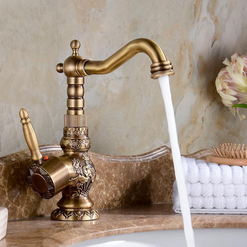 Aria Antique Single-Handle Single-Hole Bathroom Sink Faucet