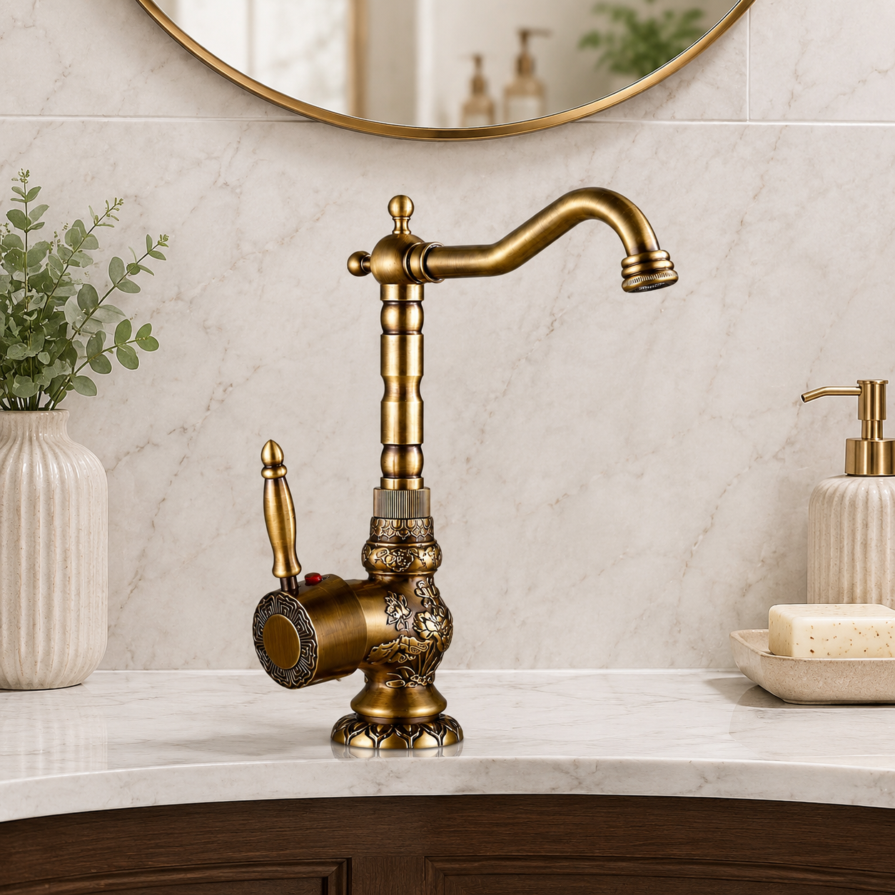 Aria Antique Single-Handle Single-Hole Bathroom Sink Faucet