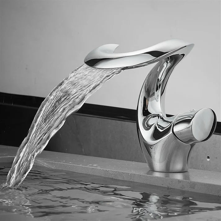 Aria Modern Single Handle Waterfall Bathroom Sink Faucet