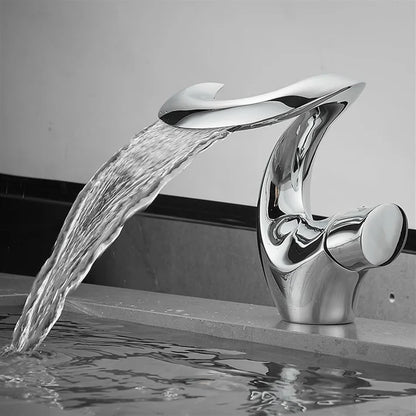 Aria Modern Single Handle Waterfall Bathroom Sink Faucet
