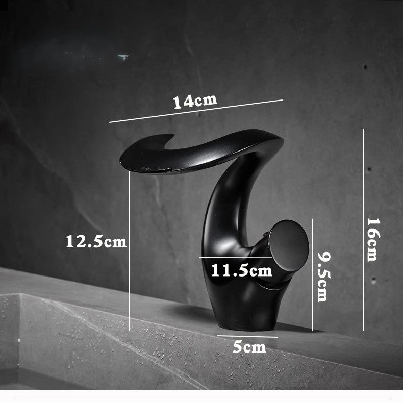 Aria Modern Single Handle Waterfall Bathroom Sink Faucet - Dimensions