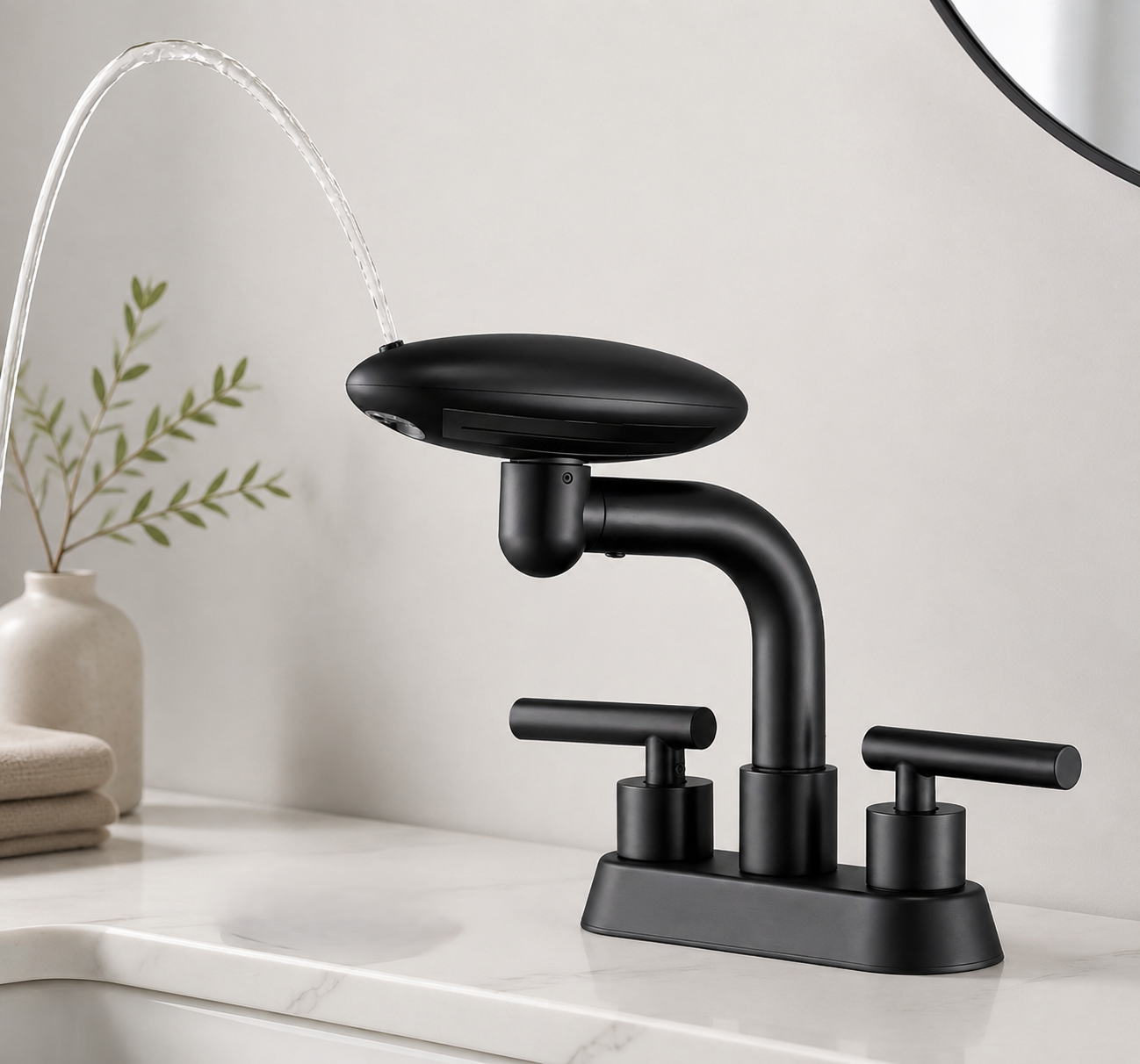 Aria Modern Two-Handle 4-Inch Centerset Waterfall Bathroom Faucet