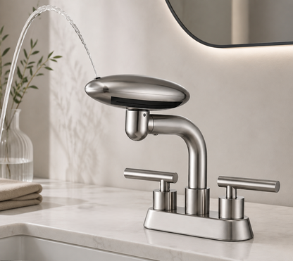 Aria Modern Two-Handle 4-Inch Centerset Waterfall Bathroom Faucet