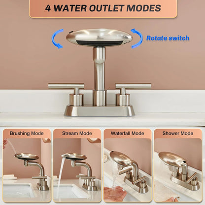 Aria Modern Two-Handle 4-Inch Centerset Waterfall Bathroom Faucet