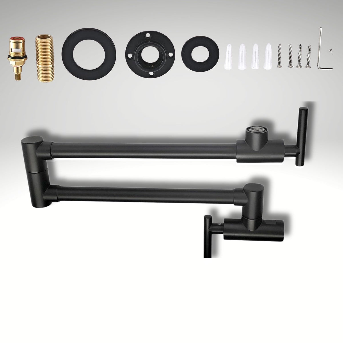 Arlo Wall-Mounted Folding Pot Filler Kitchen Faucet - What is included