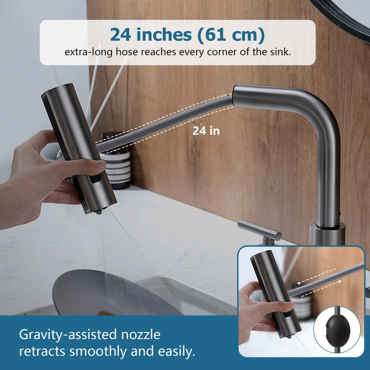 Aurelia Modern Two-Handle Widespread Waterfall Bathroom Faucet With Pull-Out Sprayer
