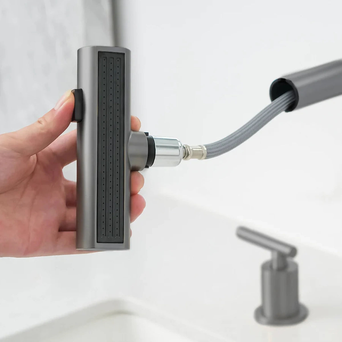 Aurelia Modern Two-Handle Widespread Waterfall Bathroom Faucet With Pull-Out Sprayer