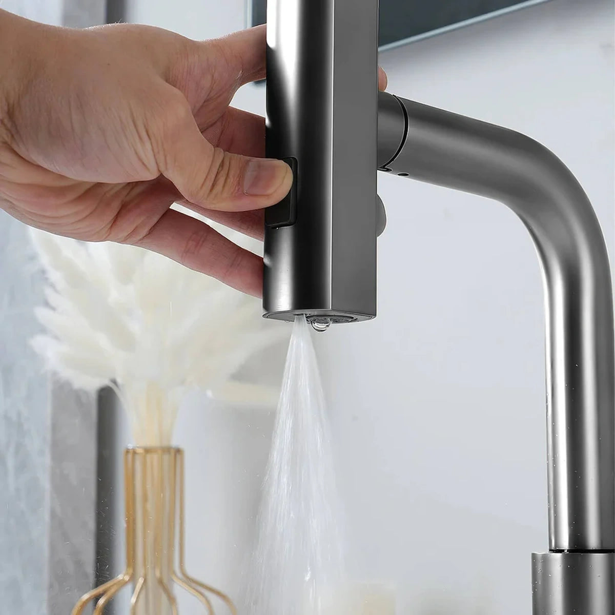 Aurelia Modern Two-Handle Widespread Waterfall Bathroom Faucet With Pull-Out Sprayer