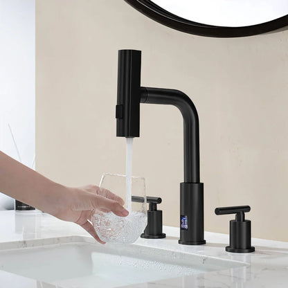 Aurelia Modern Two-Handle Widespread Waterfall Bathroom Faucet With Pull-Out Sprayer