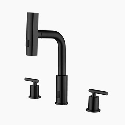 Aurelia Modern Two-Handle Widespread Waterfall Bathroom Faucet With Pull-Out Sprayer