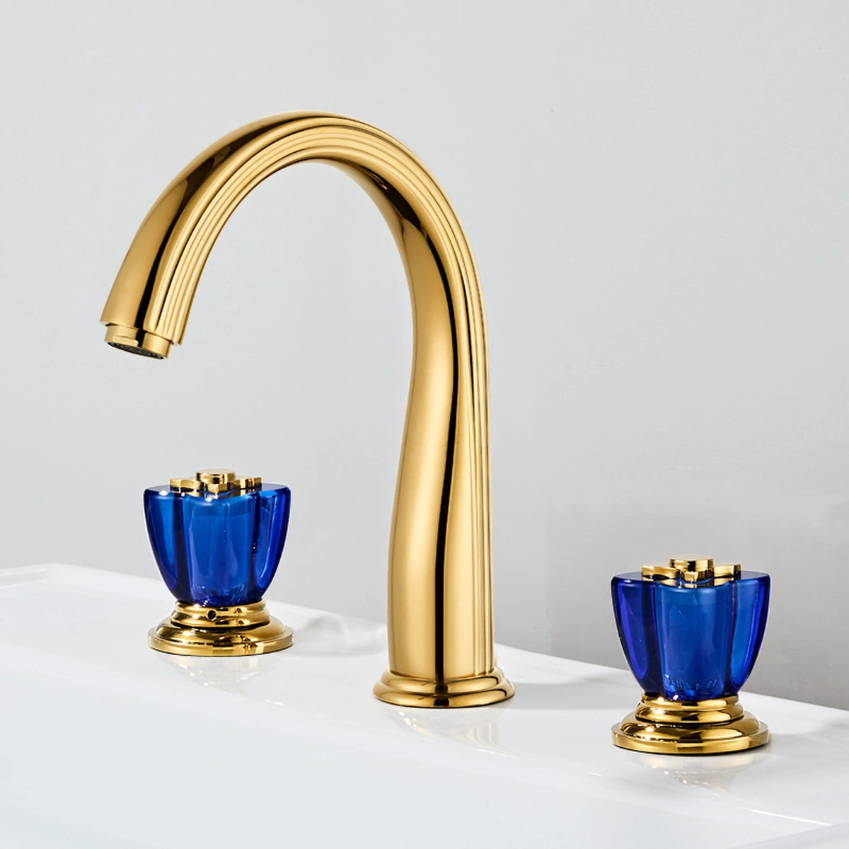 Aurelia Victorian Two-Handle 3-Hole Widespread Bathroom Faucet With Crystal Handles