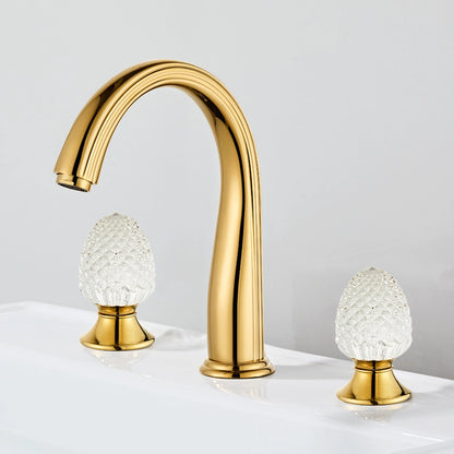 Aurelia Victorian Two-Handle 3-Hole Widespread Bathroom Faucet With Crystal Handles