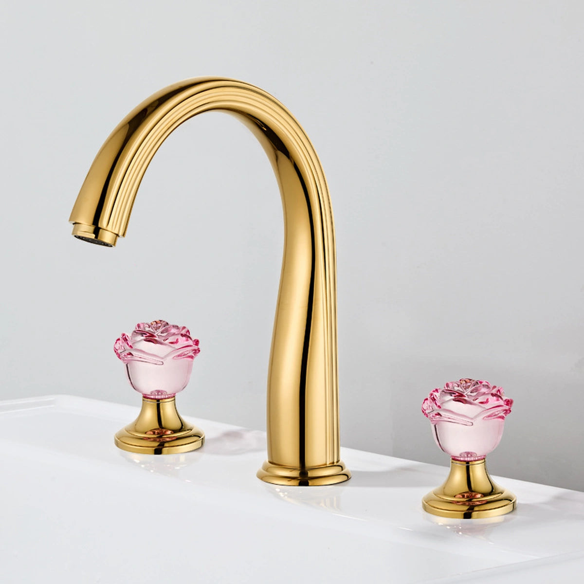 Aurelia Victorian Two-Handle 3-Hole Widespread Bathroom Faucet With Crystal Handles