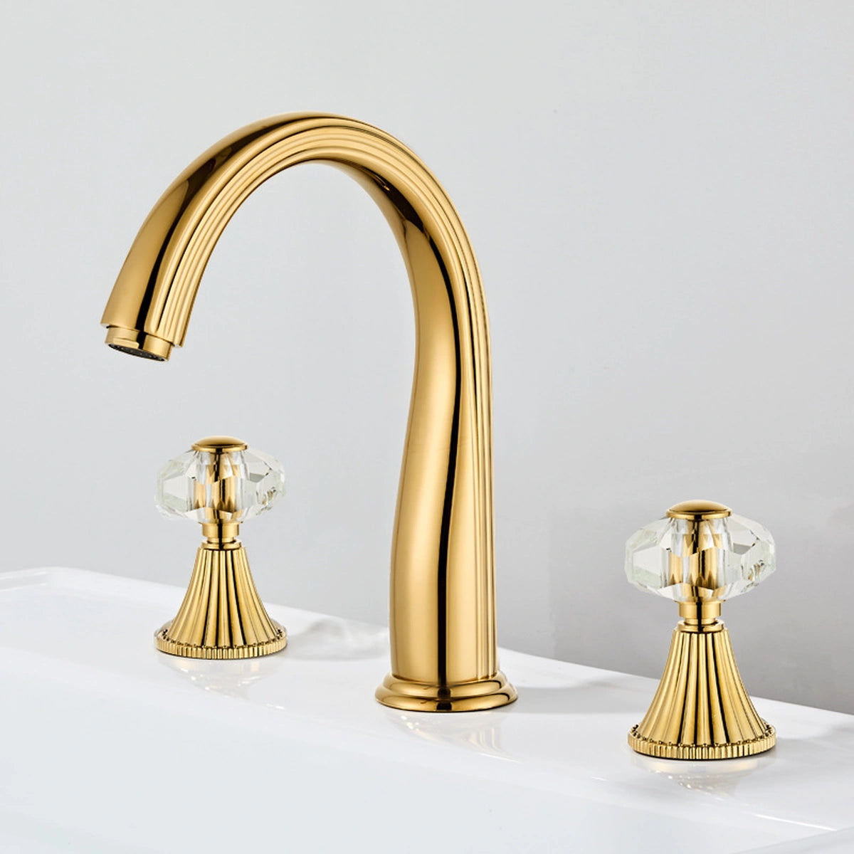 Aurelia Victorian Two-Handle 3-Hole Widespread Bathroom Faucet With Crystal Handles