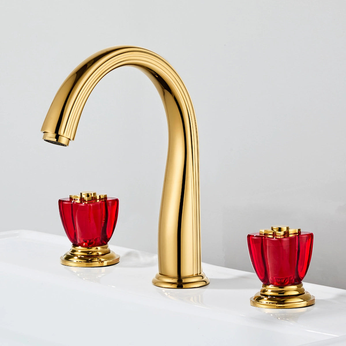 Aurelia Victorian Two-Handle 3-Hole Widespread Bathroom Faucet With Crystal Handles