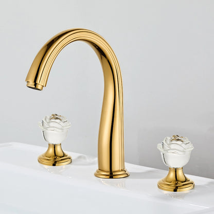 Aurelia Victorian Two-Handle 3-Hole Widespread Bathroom Faucet With Crystal Handles